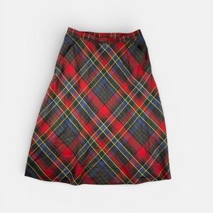 Vintage Lauren Ralph Lauren Wool Plaid A-Line Skirt 8